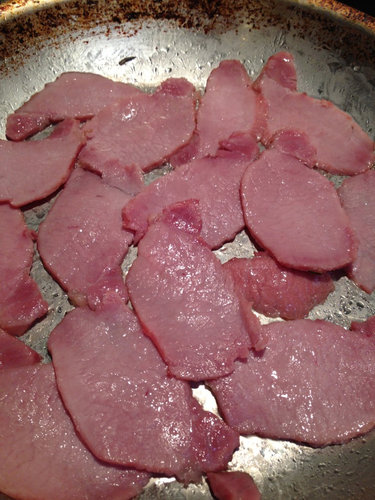 cured pork loin sliced cooking