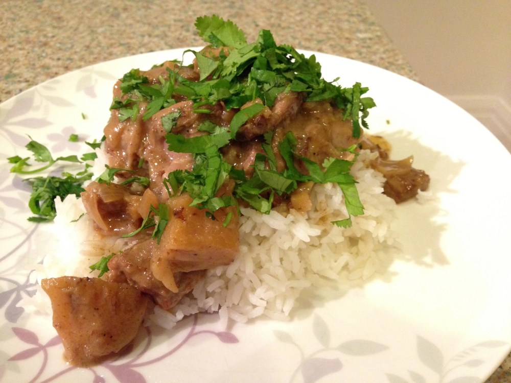 pork neck steak with coconut sauce